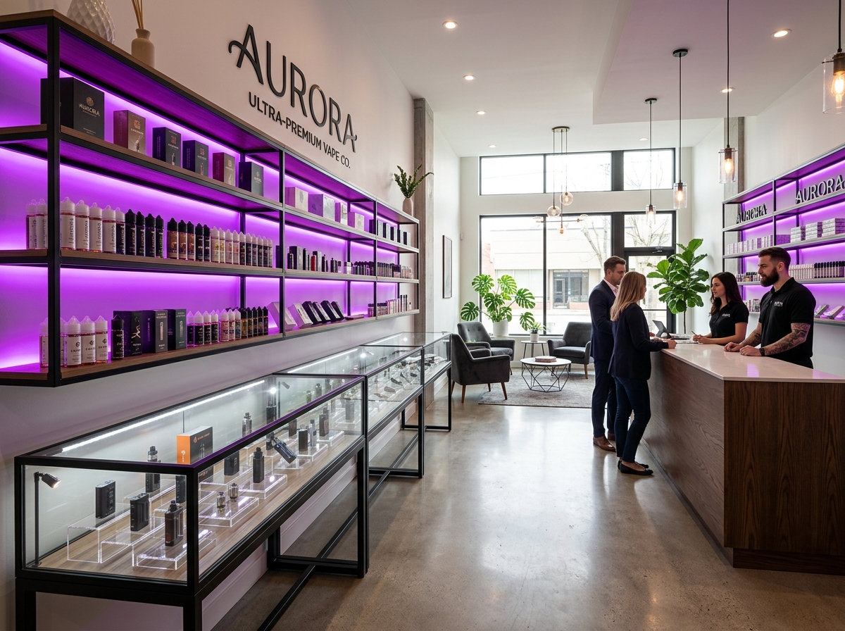 Interior view of Supreme Smoke clean retail store layout